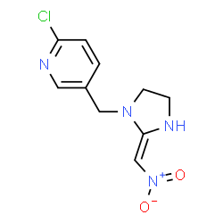 ChemSpider 2D Image | 2-chloro-5-[(2-{nitromethylene}-1-imidazolidinyl)methyl]pyridine | C10H11ClN4O2