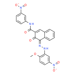 ChemSpider 2D Image | (4E)-4-[(2-Methoxy-5-nitrophenyl)hydrazono]-N-(3-nitrophenyl)-3-oxo-3,4-dihydro-2-naphthalenecarboxamide | C24H17N5O7
