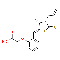 ChemSpider 2D Image | {2-[(Z)-(3-Allyl-4-oxo-2-thioxo-1,3-thiazolidin-5-ylidene)methyl]phenoxy}acetic acid | C15H13NO4S2