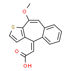 ChemSpider 2D Image | (10-Methoxy-4H-benzo(4,5)cyclohepta(1,2-b)thien-4-ylidene)acetic acid | C16H12O3S