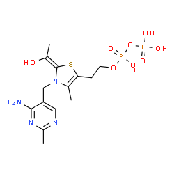 ChemSpider 2D Image | 2-[(2E)-3-[(4-Amino-2-methyl-5-pyrimidinyl)methyl]-2-(1-hydroxyethylidene)-4-methyl-2,3-dihydro-1,3-thiazol-5-yl]ethyl trihydrogen diphosphate | C14H22N4O8P2S