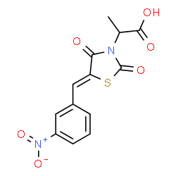 ChemSpider 2D Image | 2-[(5Z)-5-(3-Nitrobenzylidene)-2,4-dioxo-1,3-thiazolidin-3-yl]propanoic acid | C13H10N2O6S