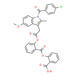 ChemSpider 2D Image | 2-[(2-{2-[1-(4-Chlorobenzoyl)-5-methoxy-2-methyl-1H-indol-3-yl]acetoxy}benzoyl)oxy]benzoic acid | C33H24ClNO8
