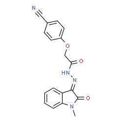 ChemSpider 2D Image | 2-(4-Cyanophenoxy)-N'-[(3E)-1-methyl-2-oxo-1,2-dihydro-3H-indol-3-ylidene]acetohydrazide | C18H14N4O3