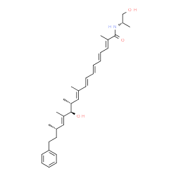 ChemSpider 2D Image | (2E,4E,6E,8E,10E,12R,13R,14E,16S)-13-Hydroxy-N-[(2S)-1-hydroxy-2-propanyl]-2,10,12,14,16-pentamethyl-18-phenyl-2,4,6,8,10,14-octadecahexaenamide | C32H45NO3