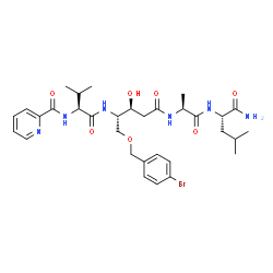 ChemSpider 2D Image | N-((3S,4S)-5-[(4-BROMOBENZYL)OXY]-3-HYDROXY-4-{[N-(PYRIDIN-2-YLCARBONYL)-L-VALYL]AMINO}PENTANOYL)-L-ALANYL-L-LEUCINAMIDE | C32H45BrN6O7