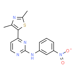 ChemSpider 2D Image | 4-(2,4-Dimethyl-1,3-thiazol-5-yl)-N-(3-nitrophenyl)-2-pyrimidinamine | C15H13N5O2S