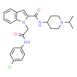 ChemSpider 2D Image | 1-{2-[(4-Chlorophenyl)amino]-2-oxoethyl}-N-(1-isopropyl-4-piperidinyl)-1H-indole-2-carboxamide | C25H29ClN4O2