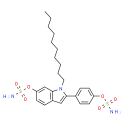 ChemSpider 2D Image | 4-[1-Decyl-6-(sulfamoyloxy)-1H-indol-2-yl]phenyl sulfamate | C24H33N3O6S2