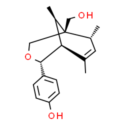 ChemSpider 2D Image | 4-[(1S,2R,5S,6R,9R)-5-(Hydroxymethyl)-6,8,9-trimethyl-3-oxabicyclo[3.3.1]non-7-en-2-yl]phenol | C18H24O3