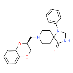 ChemSpider 2D Image | 8-[(2S)-2,3-Dihydro-1,4-benzodioxin-2-ylmethyl]-1-phenyl-1,3,8-triazaspiro[4.5]decan-4-one | C22H25N3O3