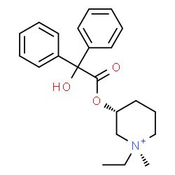 ChemSpider 2D Image | (1R,3R)-1-Ethyl-3-[2-hydroxy(diphenyl)acetoxy]-1-methylpiperidinium | C22H28NO3