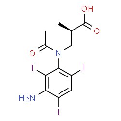 ChemSpider 2D Image | (2R)-3-[Acetyl(3-amino-2,4,6-triiodophenyl)amino]-2-methylpropanoic acid | C12H13I3N2O3