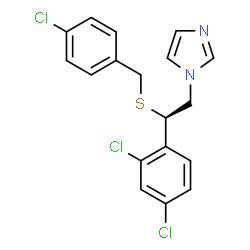 ChemSpider 2D Image | 1-[(2R)-2-[(4-Chlorobenzyl)sulfanyl]-2-(2,4-dichlorophenyl)ethyl]-1H-imidazole | C18H15Cl3N2S
