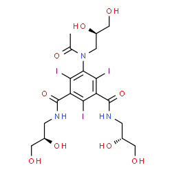 ChemSpider 2D Image | 5-{Acetyl[(2R)-2,3-dihydroxypropyl]amino}-N,N'-bis[(2R)-2,3-dihydroxypropyl]-2,4,6-triiodoisophthalamide | C19H26I3N3O9