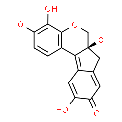 ChemSpider 2D Image | (6aS)-3,4,6a,10-Tetrahydroxy-6a,7-dihydroindeno[2,1-c]chromen-9(6H)-one | C16H12O6