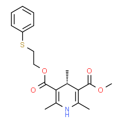 ChemSpider 2D Image | Methyl 2-(phenylsulfanyl)ethyl (4R)-2,4,6-trimethyl-1,4-dihydro-3,5-pyridinedicarboxylate | C19H23NO4S
