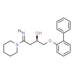ChemSpider 2D Image | (2R,4Z)-1-(2-Biphenylyloxy)-4-imino-4-(1-piperidinyl)-2-butanol | C21H26N2O2