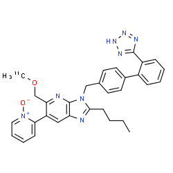 ChemSpider 2D Image | 2-Butyl-5-{[(~11~C)methyloxy]methyl}-6-(1-oxido-2-pyridinyl)-3-{[2'-(2H-tetrazol-5-yl)-4-biphenylyl]methyl}-3H-imidazo[4,5-b]pyridine | C3011CH30N8O2