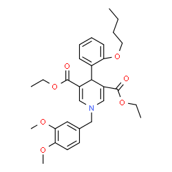 ChemSpider 2D Image | Diethyl 4-(2-butoxyphenyl)-1-(3,4-dimethoxybenzyl)-1,4-dihydro-3,5-pyridinedicarboxylate | C30H37NO7