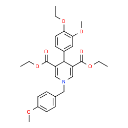 ChemSpider 2D Image | Diethyl 4-(4-ethoxy-3-methoxyphenyl)-1-(4-methoxybenzyl)-1,4-dihydro-3,5-pyridinedicarboxylate | C28H33NO7