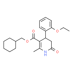 ChemSpider 2D Image | Cyclohexylmethyl 4-(2-ethoxyphenyl)-2-methyl-6-oxo-1,4,5,6-tetrahydro-3-pyridinecarboxylate | C22H29NO4