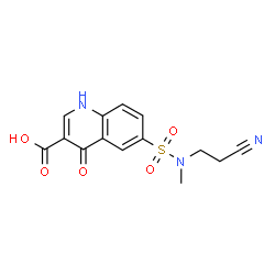ChemSpider 2D Image | 6-[(2-Cyanoethyl)(methyl)sulfamoyl]-4-oxo-1,4-dihydro-3-quinolinecarboxylic acid | C14H13N3O5S