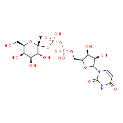 ChemSpider 2D Image | [(2R,3S,4R,5R)-5-(2,4-Dioxo-3,4-dihydro-1(2H)-pyrimidinyl)-3,4-dihydroxytetrahydro-2-furanyl]methyl (2S,3R,4S,5R,6R)-3,4,5-trihydroxy-6-(hydroxymethyl)(2-~3~H)tetrahydro-2H-pyran-2-yl dihydrogen dipho
sphate (non-preferred name) | C15H23TN2O17P2