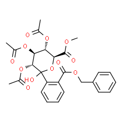 ChemSpider 2D Image | Methyl 2,3,4-tri-O-acetyl-1-C-{2-[(benzyloxy)carbonyl]phenyl}-D-glucopyranuronate | C27H28O12