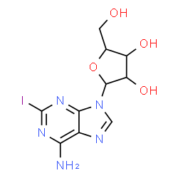 ChemSpider 2D Image | 2-Iodo-9-pentofuranosyl-9H-purin-6-amine | C10H12IN5O4