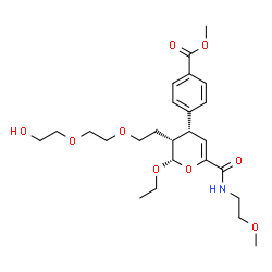 ChemSpider 2D Image | Methyl 4-{(2S,3R,4R)-2-ethoxy-3-{2-[2-(2-hydroxyethoxy)ethoxy]ethyl}-6-[(2-methoxyethyl)carbamoyl]-3,4-dihydro-2H-pyran-4-yl}benzoate | C25H37NO9