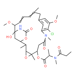 ChemSpider 2D Image | 11-Chloro-21-hydroxy-12,20-dimethoxy-2,5,9,16-tetramethyl-8,23-dioxo-4,24-dioxa-9,22-diazatetracyclo[19.3.1.1~10,14~.0~3,5~]hexacosa-10(26),11,13,16,18-pentaen-6-yl 2-[methyl(propionyl)amino]propanoat
e | C35H48ClN3O10