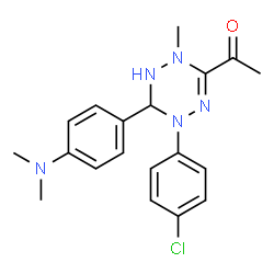 ChemSpider 2D Image | 1-{5-(4-Chlorophenyl)-6-[4-(dimethylamino)phenyl]-2-methyl-1,2,5,6-tetrahydro-1,2,4,5-tetrazin-3-yl}ethanone | C19H22ClN5O