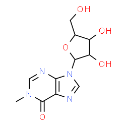 ChemSpider 2D Image | 1-Methyl-9-pentofuranosyl-1,9-dihydro-6H-purin-6-one | C11H14N4O5