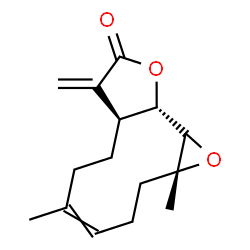 ChemSpider 2D Image | (1aR,7aS,10aS)-1a,5-Dimethyl-8-methylene-2,3,6,7,7a,8,10a,10b-octahydrooxireno[9,10]cyclodeca[1,2-b]furan-9(1aH)-one | C15H20O3