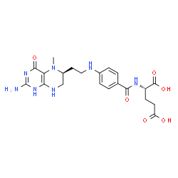 ChemSpider 2D Image | N-[4-({2-[(6S)-2-Amino-5-methyl-4-oxo-1,4,5,6,7,8-hexahydro-6-pteridinyl]ethyl}amino)benzoyl]-L-glutamic acid | C21H27N7O6