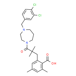 ChemSpider 2D Image | 2-{3-[4-(3,4-Dichlorobenzyl)-1,4-diazepan-1-yl]-2,2-dimethyl-3-oxopropyl}-4,6-dimethylbenzoic acid | C26H32Cl2N2O3