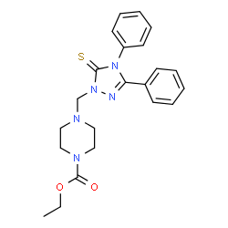 ChemSpider 2D Image | Ethyl 4-[(3,4-diphenyl-5-thioxo-4,5-dihydro-1H-1,2,4-triazol-1-yl)methyl]-1-piperazinecarboxylate | C22H25N5O2S