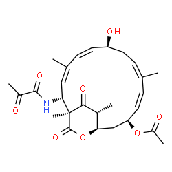 ChemSpider 2D Image | (1S,2R,3Z,5Z,7S,9Z,11Z,13S,15R,19R)-7-Hydroxy-1,4,10,19-tetramethyl-17,18-dioxo-2-(pyruvoylamino)-16-oxabicyclo[13.2.2]nonadeca-3,5,9,11-tetraen-13-yl acetate | C27H35NO8