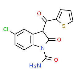 ChemSpider 2D Image | 5-Chloro-2-oxo-3-(2-thienylcarbonyl)-1-indolinecarboxamide | C14H9ClN2O3S