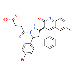 ChemSpider 2D Image | 4-[5-(4-Bromophenyl)-3-(6-methyl-2-oxo-4-phenyl-3(2H)-quinolinylidene)-1-pyrazolidinyl]-4-oxobutanoic acid | C29H24BrN3O4