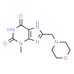 ChemSpider 2D Image | 3-Methyl-8-(4-morpholinylmethyl)-3,7-dihydro-1H-purine-2,6-dione | C11H15N5O3