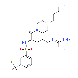 ChemSpider 2D Image | N-{(2S)-1-[4-(3-aminopropyl)piperazin-1-yl]-5-carbamimidamido-1-oxopentan-2-yl}-3-(trifluoromethyl)benzenesulfonamide | C20H32F3N7O3S