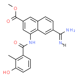 ChemSpider 2D Image | Methyl 6-carbamimidoyl-4-[(3-hydroxy-2-methylbenzoyl)amino]-2-naphthoate | C21H19N3O4