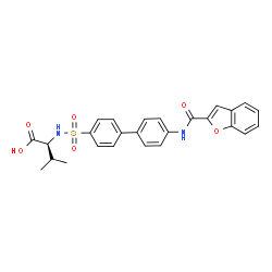 ChemSpider 2D Image | N-({4'-[(1-Benzofuran-2-ylcarbonyl)amino]-4-biphenylyl}sulfonyl)-L-valine | C26H24N2O6S
