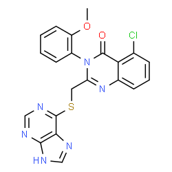 ChemSpider 2D Image | 2-((9H-Purin-6-ylthio)methyl)-5-chloro-3-(2-methoxyphenyl)quinazolin-4(3H)-one | C21H15ClN6O2S