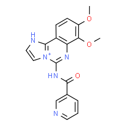 ChemSpider 2D Image | 7,8-Dimethoxy-5-[(3-pyridinylcarbonyl)amino]-1H-imidazo[1,2-c]quinazolin-4-ium | C18H16N5O3