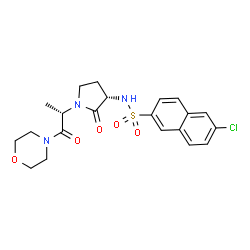 ChemSpider 2D Image | 6-Chloro-N-{(3S)-1-[(2S)-1-(4-morpholinyl)-1-oxo-2-propanyl]-2-oxo-3-pyrrolidinyl}-2-naphthalenesulfonamide | C21H24ClN3O5S