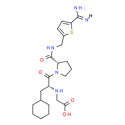 ChemSpider 2D Image | N-(Carboxymethyl)-3-cyclohexyl-D-alanyl-N-[(5-carbamimidoyl-2-thienyl)methyl]-L-prolinamide | C22H33N5O4S