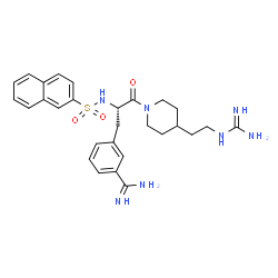 ChemSpider 2D Image | (S)-3-(3-(4-(2-GUANIDINOETHYL)PIPERIDIN-1-YL)-2-(NAPHTHALENE-2-SULFONAMIDO)-3-OXOPROPYL)BENZIMIDAMIDE | C28H35N7O3S